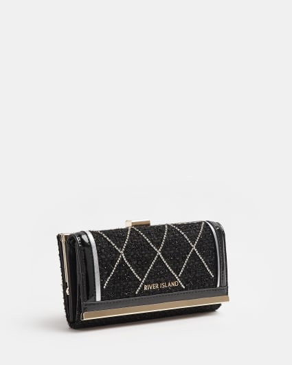 Black boucle diamante embellishment purse