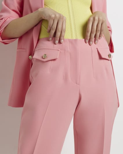 Pink mid rise cigarette trousers