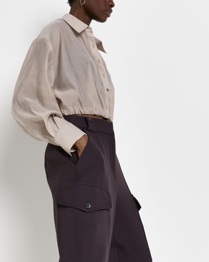 Brown tapered cargo trousers