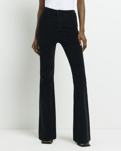 Black corduroy flared trousers