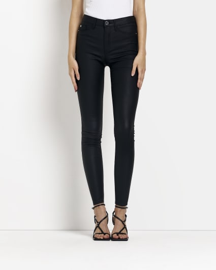 Black Molly coated mid rise skinny jeans