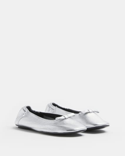 Silver metallic ballet shoes