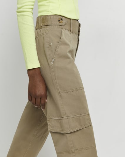 Beige utility cargo trousers