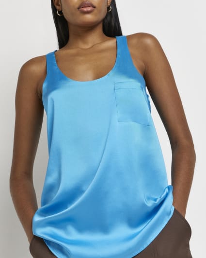 Blue relaxed sleeveless top