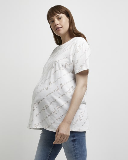 Cream maternity t-shirt and babygrow set
