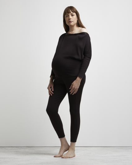 Brown maternity off the shoulder top