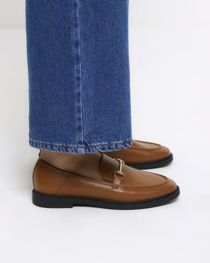 Brown chain loafers