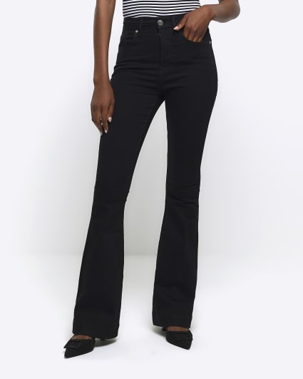 Black Tummy Tech Flare Jeans