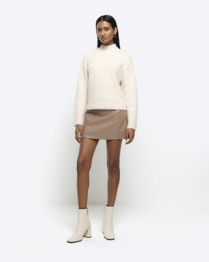 Cream brushed knit jumper