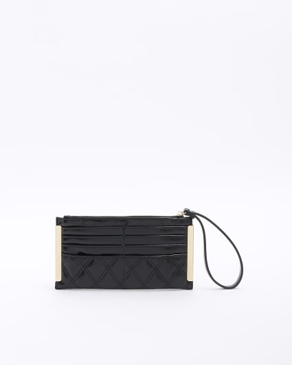 Black Quilted East West Pouch