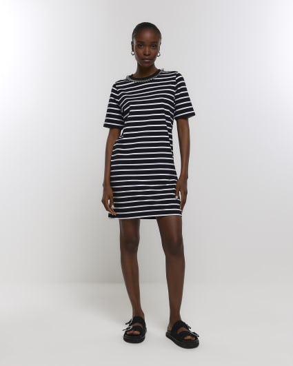 Black stripe diamante t-shirt mini dress