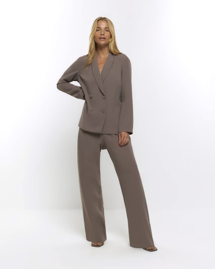 Grey soft double breasted button up blazer