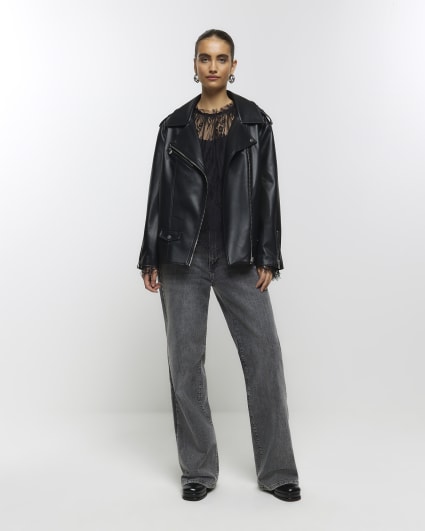 Black lace long sleeve top