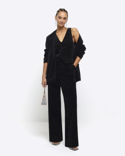 Black velvet sparkle waistcoat
