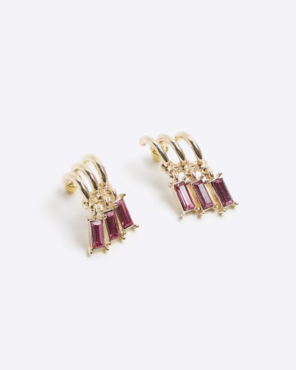 Pink diamante hoop earrings