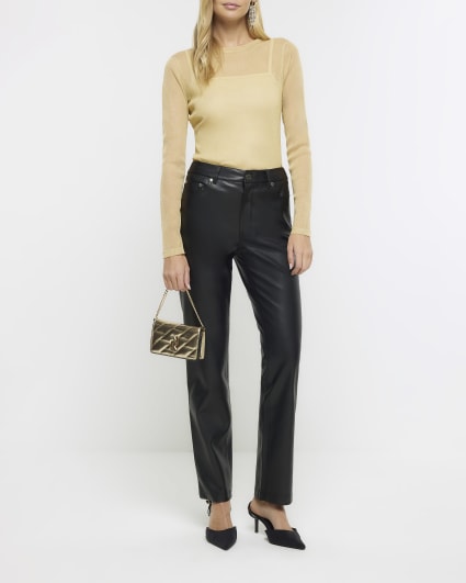 Gold metallic mesh top