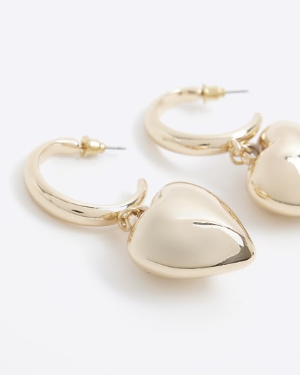 Gold heart hoop earrings