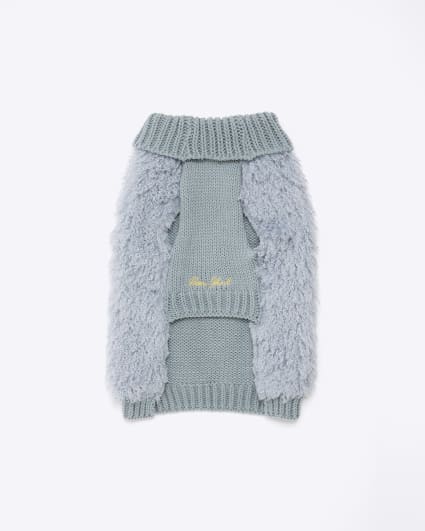 Blue faux fur dog jumper