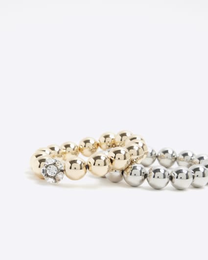Gold stretch bracelet multipack
