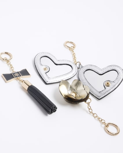 Silver diamante heart charm multipack