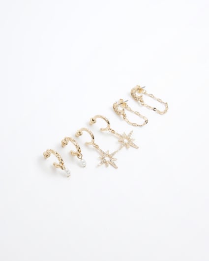 Gold Star Hoop Earrings Multipack