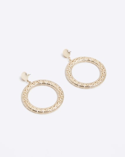 Gold Monogram Cut out Open Earrings