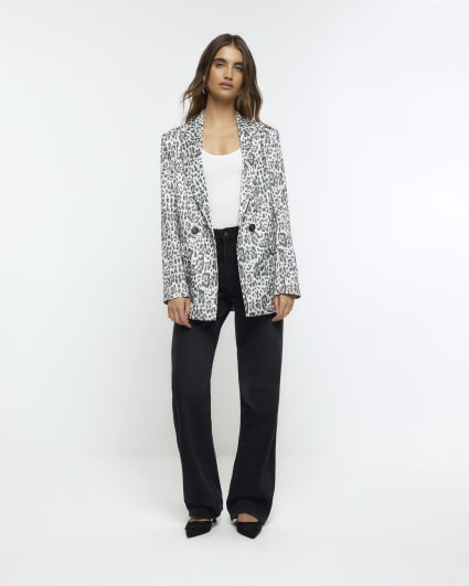 Grey animal print blazer