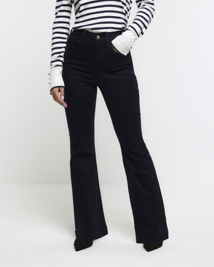 Petite blue tummy hold flare jeans