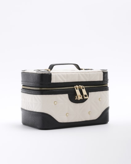 Cream pearl stud vanity make up bag