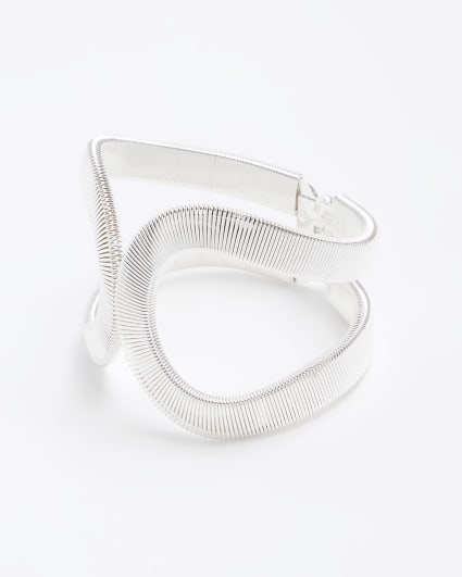 Silver Textured Bangle Bracelet