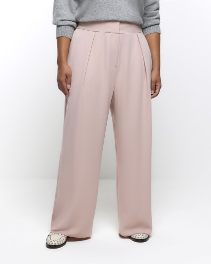 Plus pink high waisted wide leg trousers