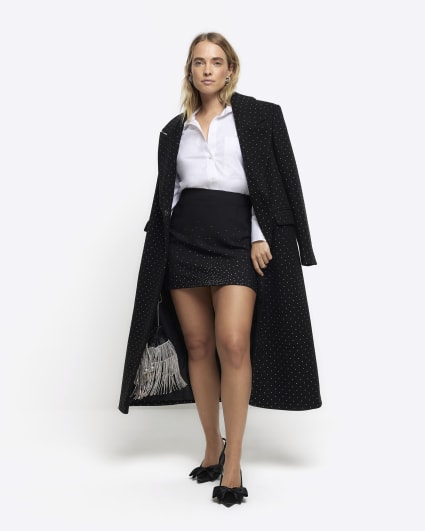 Black embellished mini skirt