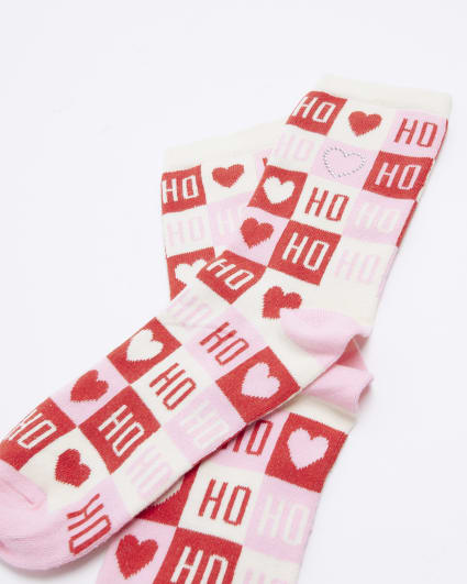 Pink Christmas socks