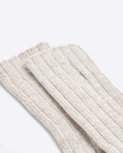 Brown chunky knit socks