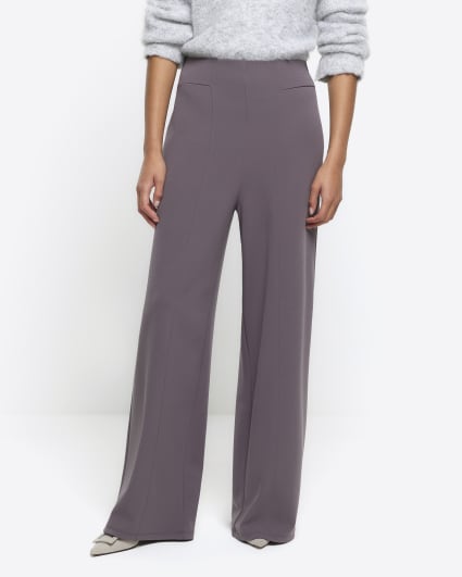 Grey stitched wide leg trousers