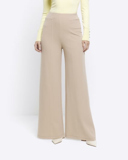 Stone stitched wide leg trousers