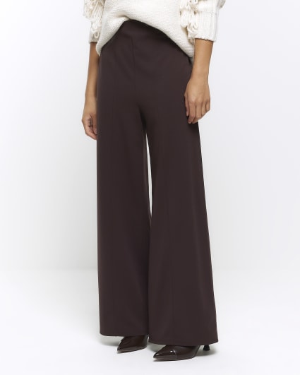 Brown stitched wide leg trousers