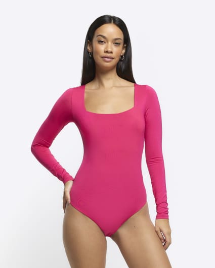 Pink long sleeve bodysuit