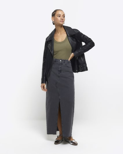 Khaki scoop neck vest top