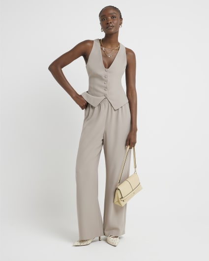 Beige button front waistcoat