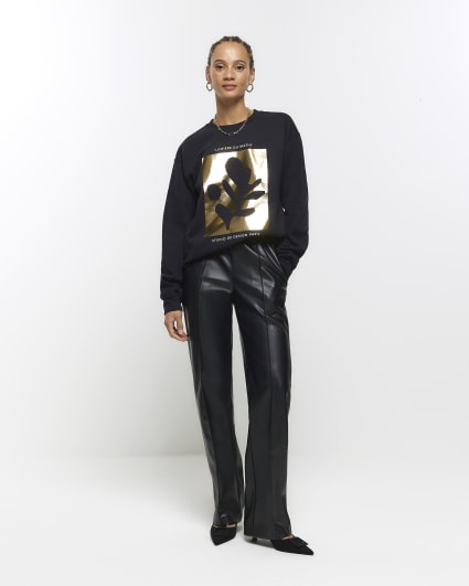 Black foil graphic sweatshirt