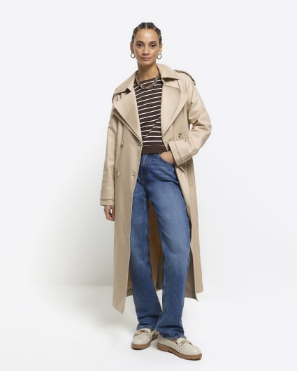 Brown stripe crop sweatshirt