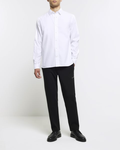 Washed white regular fit poplin shirt