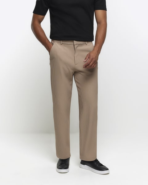 Stone tapered fit plisse trousers