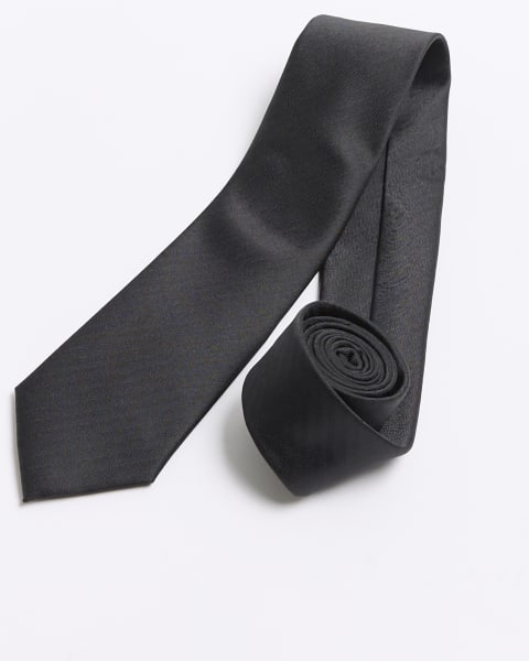 Black herringbone tie