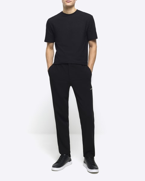 Black Slim Fit Chevron Texture T-shirt