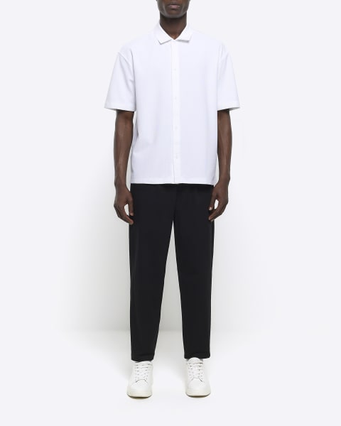 White regular fit jersey short sleeve shirt