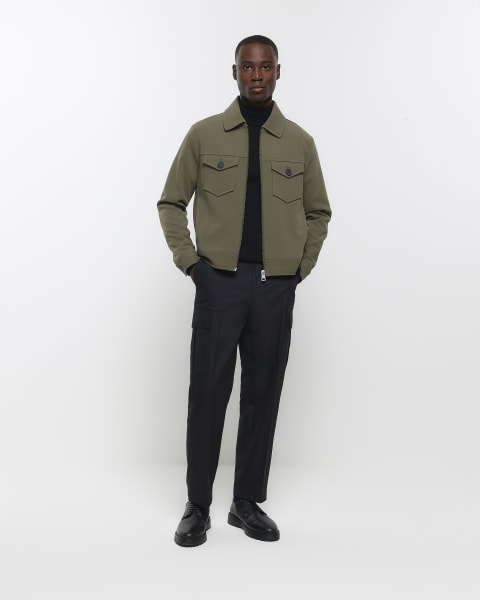 Green regular fit western jacket