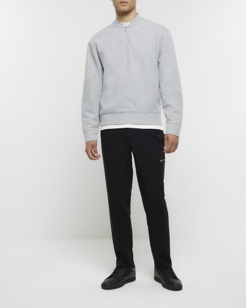 Grey regular fit quarter zip sweatshirt