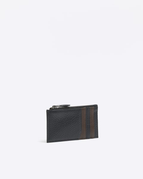 Black leather zip pocket caardholder